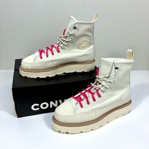Converse Women's White and Pink High-Top Sneakers